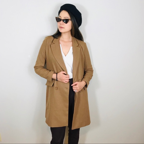 NEW BOUTIQUE Camel Tan Longline Long Blazer Coat - Picture 4 of 10